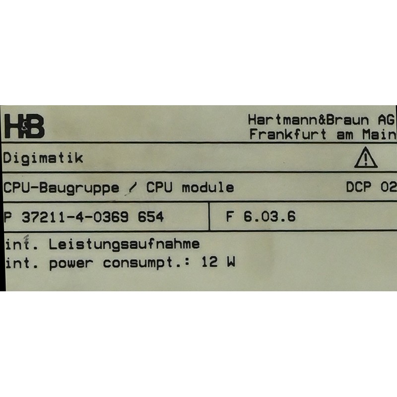Hartmann&Braun Digimatik 37211-4-0369 654 CPU Module