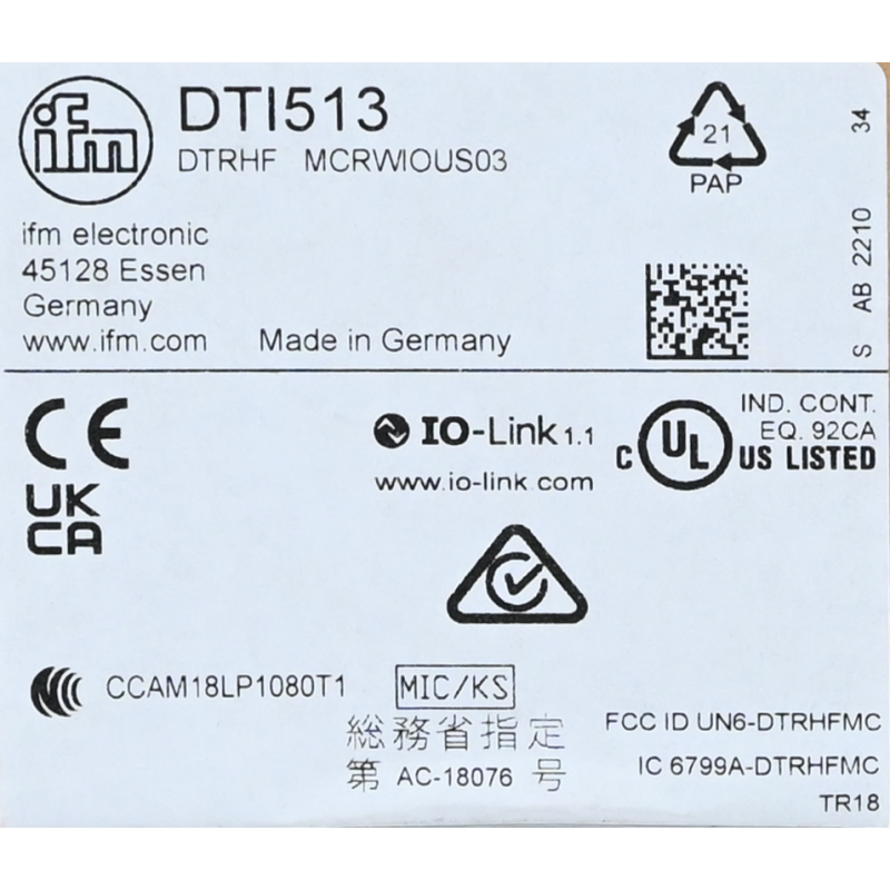 ifm DTI513 RFID read/write head HF Neu
