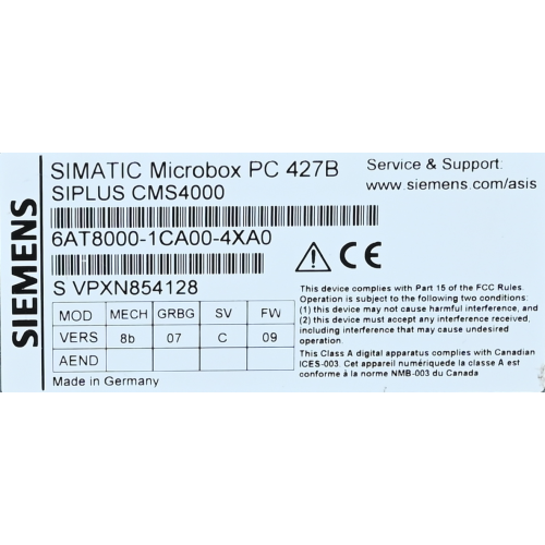 Microbox Siemens 6AT8000-1CA00-4XA0 Simatic Microbox PC 427B 6AT8 000-1CA00-4XA0 ...