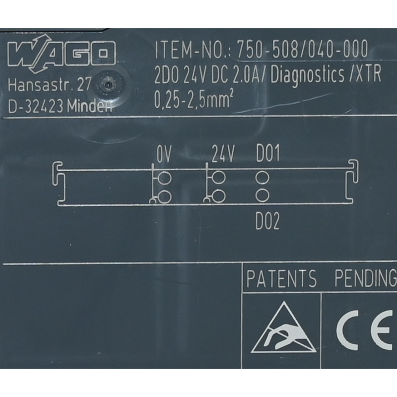 Wago 750-508/040-000 2D0 24V DC 2.0A Diagnostics XTR