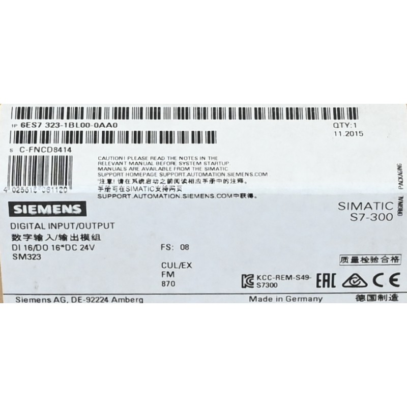 6ES7323-1BL00-0AA0 Nuovo Modulo I/O Digitale Siemens 6ES7 323-1BL00-0AA0 NUOVO E Sigillato, Per Automazione Industriale Ricambio Siemens Per Controllori
