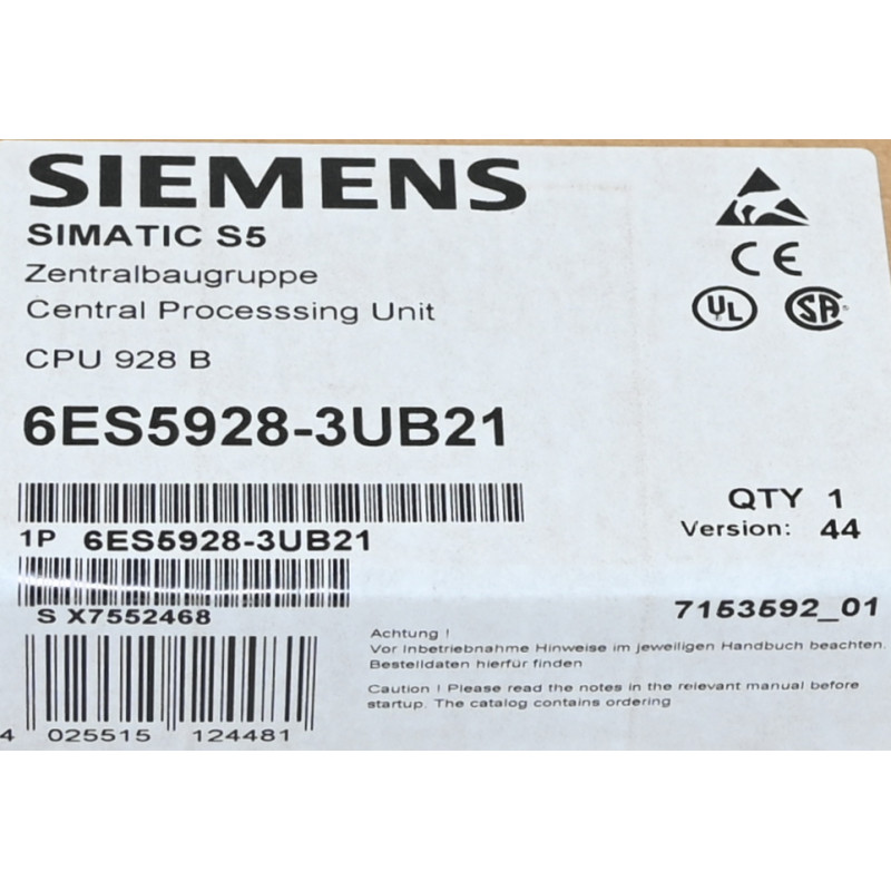 Siemens 6ES5928-3UB21 Simatic S5 6ES5 928-3UB21 CPU 928 B Neu versiegelt